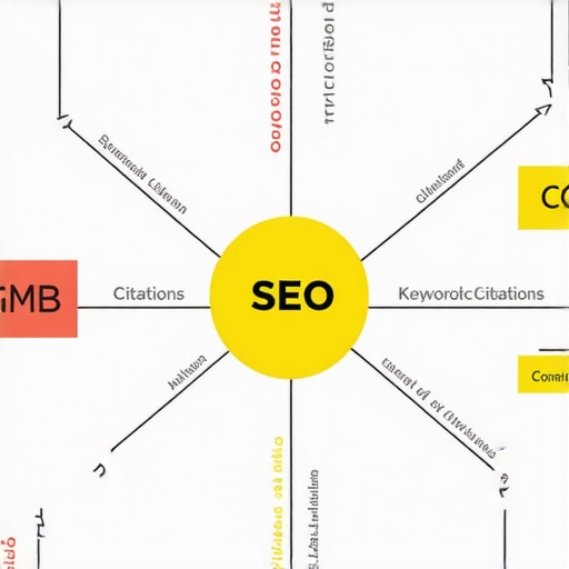 Diagram illustrating local SEO strategy components for Google Map Pack ranking.