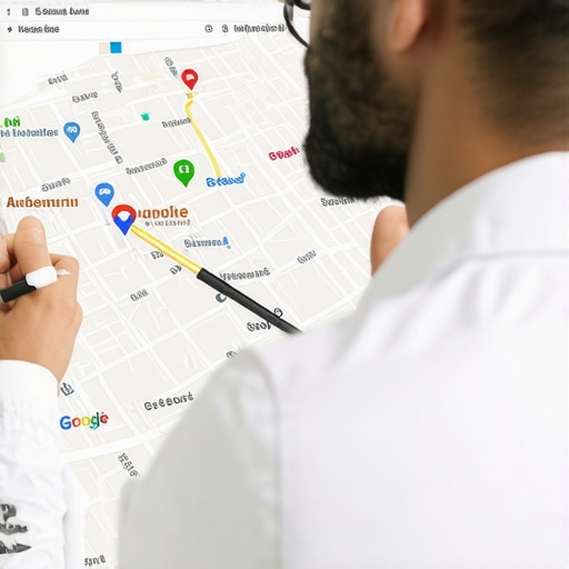 SEO Expert Analyzing Local Search Data Professional SEO specialist reviewing Google Maps and local SEO analytics.
