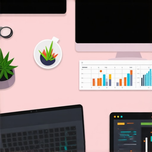 A workspace with SEO dashboards, charts, and a laptop, representing ongoing local SEO efforts.