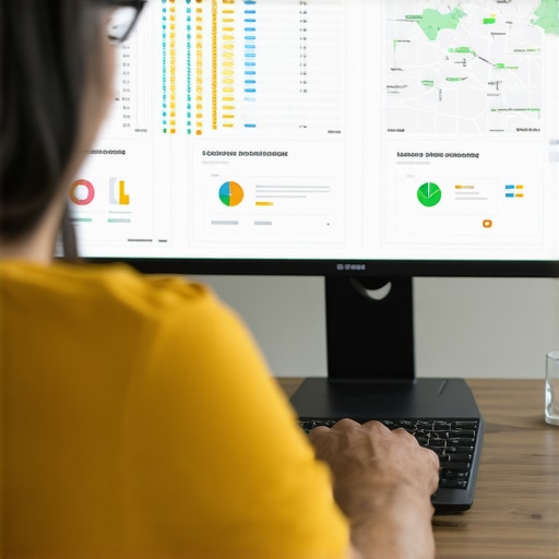 Person analyzing local SEO data using software tools