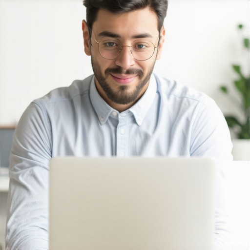 Optimize Your GMB Profile Business owner optimizing Google My Business profile on a laptop