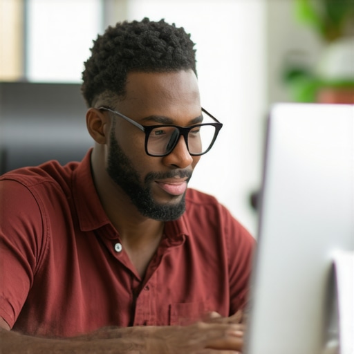 Business owner editing Google My Business profile on a laptop in Plano, Texas.