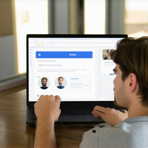 Business owner optimizing Google My Business profile on laptop in Plano, Texas.