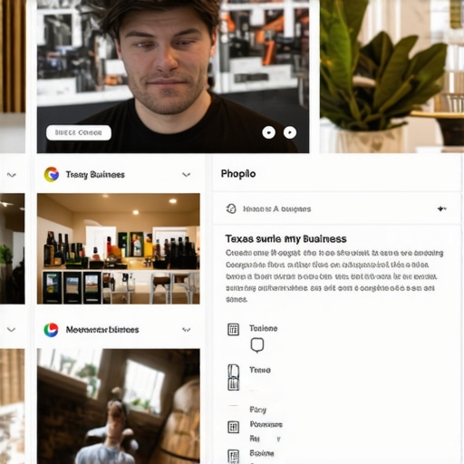 Business owner enhancing Google My Business listing with photos and keywords in Texas.