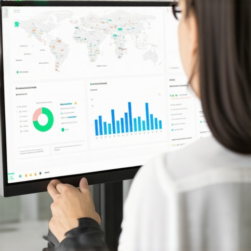 Analyzing Local SEO Data Business owner reviewing local SEO analytics on a computer screen showing maps and traffic graphs