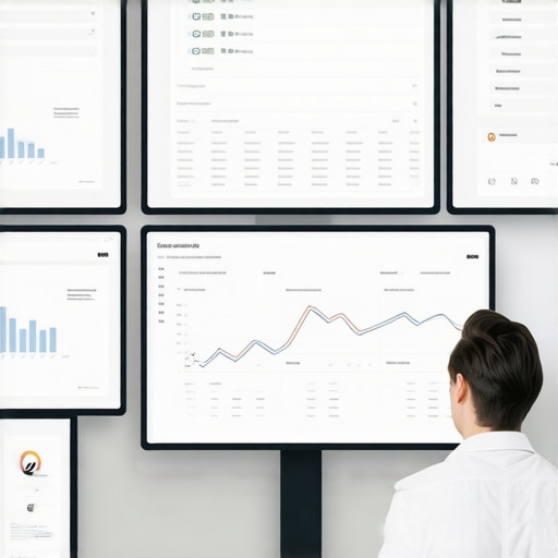 A person analyzing local SEO metrics on multiple monitors, emphasizing ongoing maintenance and tools.