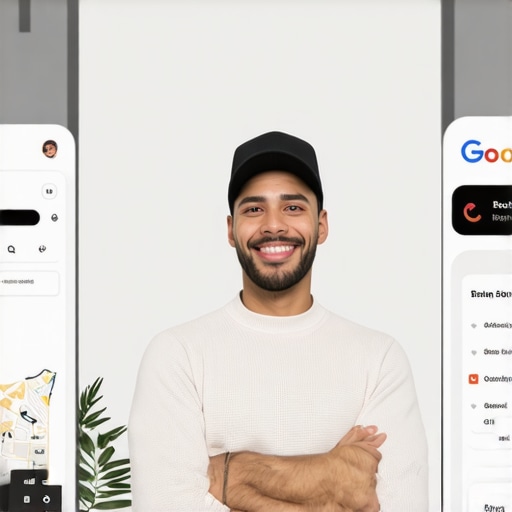 Business owner updating Google My Business listing with local signage