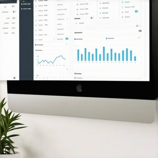 Digital dashboard displaying SEO analytics and citation management in a modern office setting