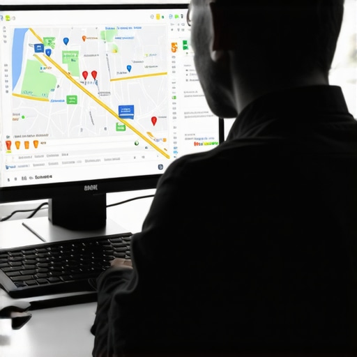 Local SEO Optimization in Action A digital marketer reviewing maps and analytics for local SEO
