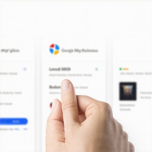 Person editing Google My Business profile on laptop, emphasizing local search optimization.
